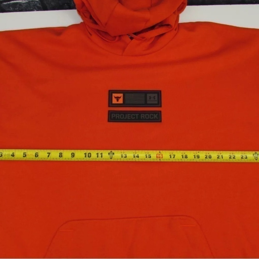 New Under Armour Project Rock Veterans Day Heavyweight Hoodie Orange Men's XL - Picture 9 of 9